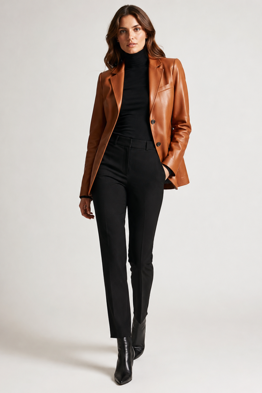 Women's Unstructured Leather Blazer