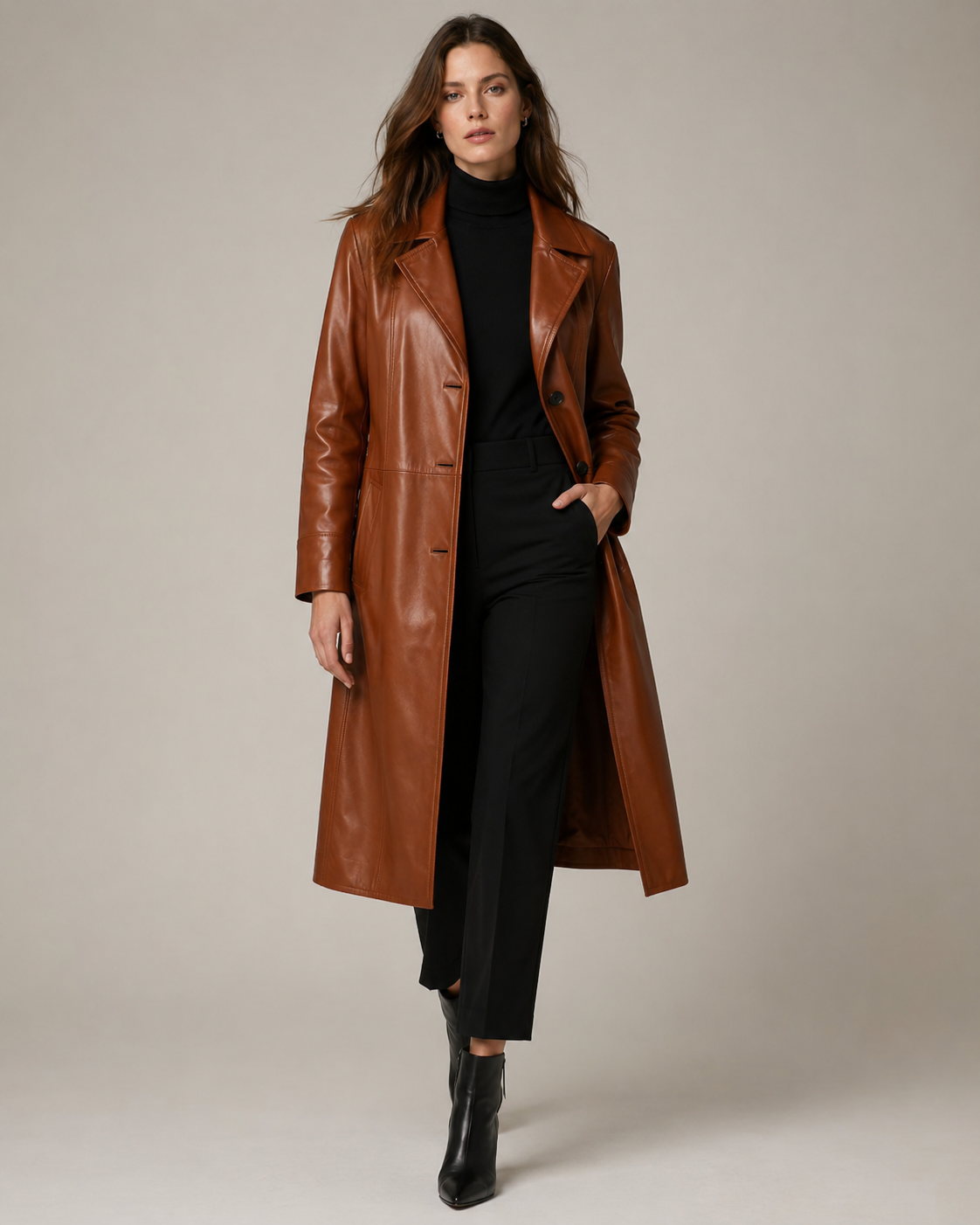 Women's Oversized Leather Coat