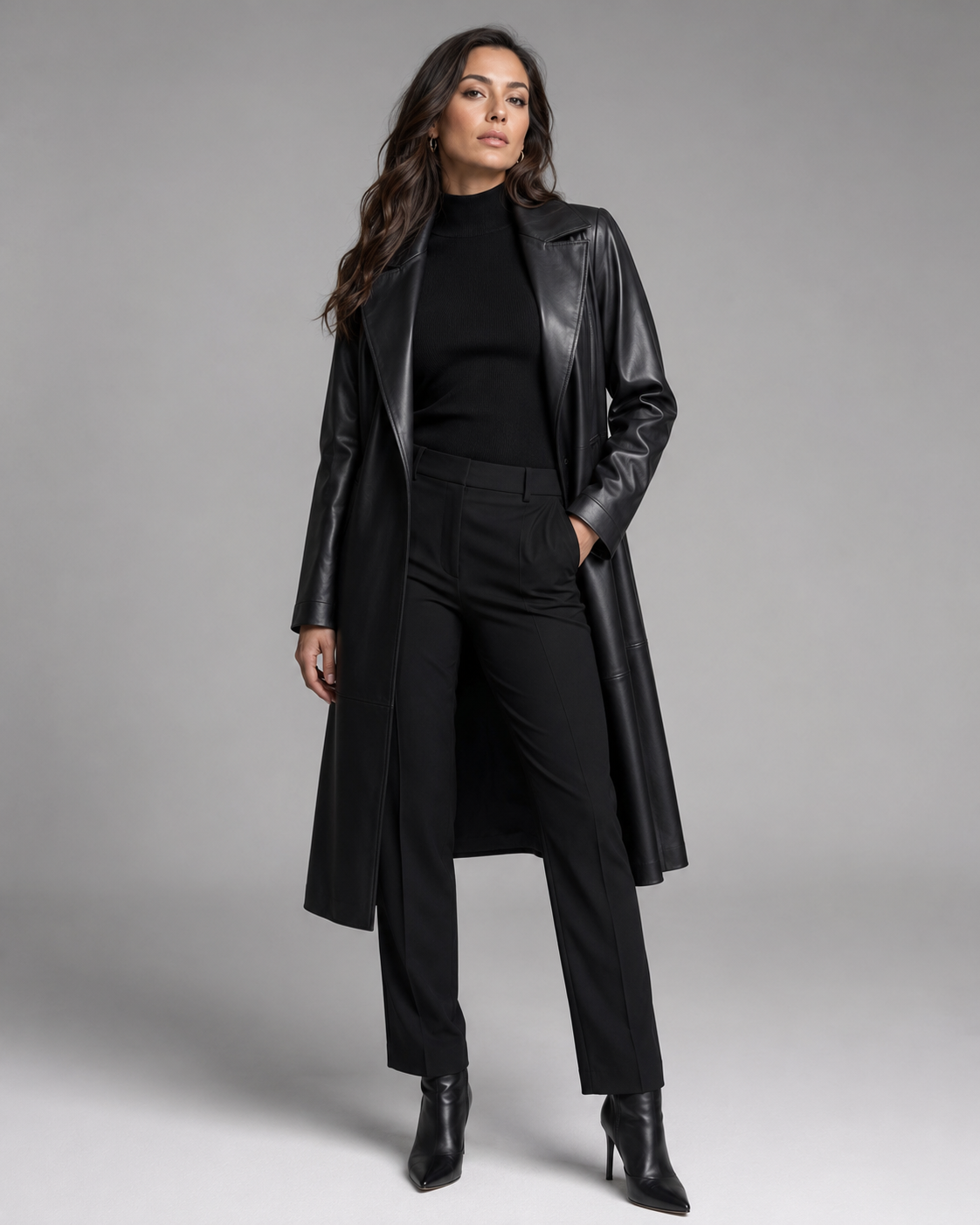 Women's Two-Tone Leather Coat