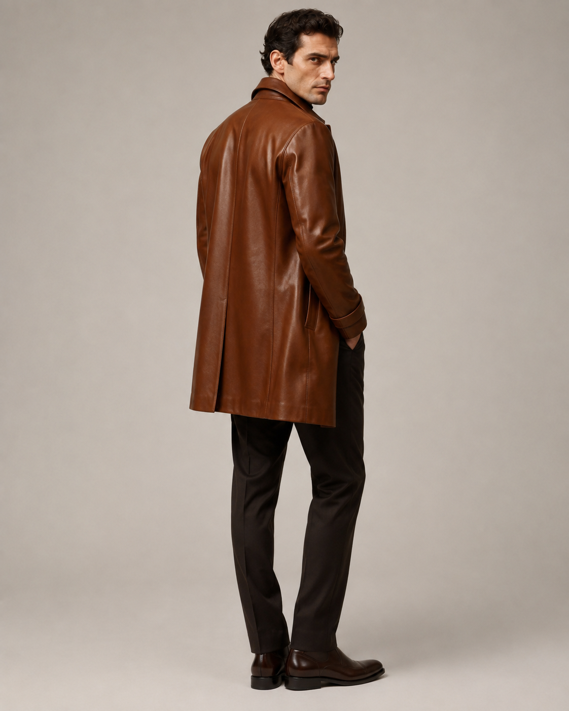 Men's Oversized Leather Coat - Image 4