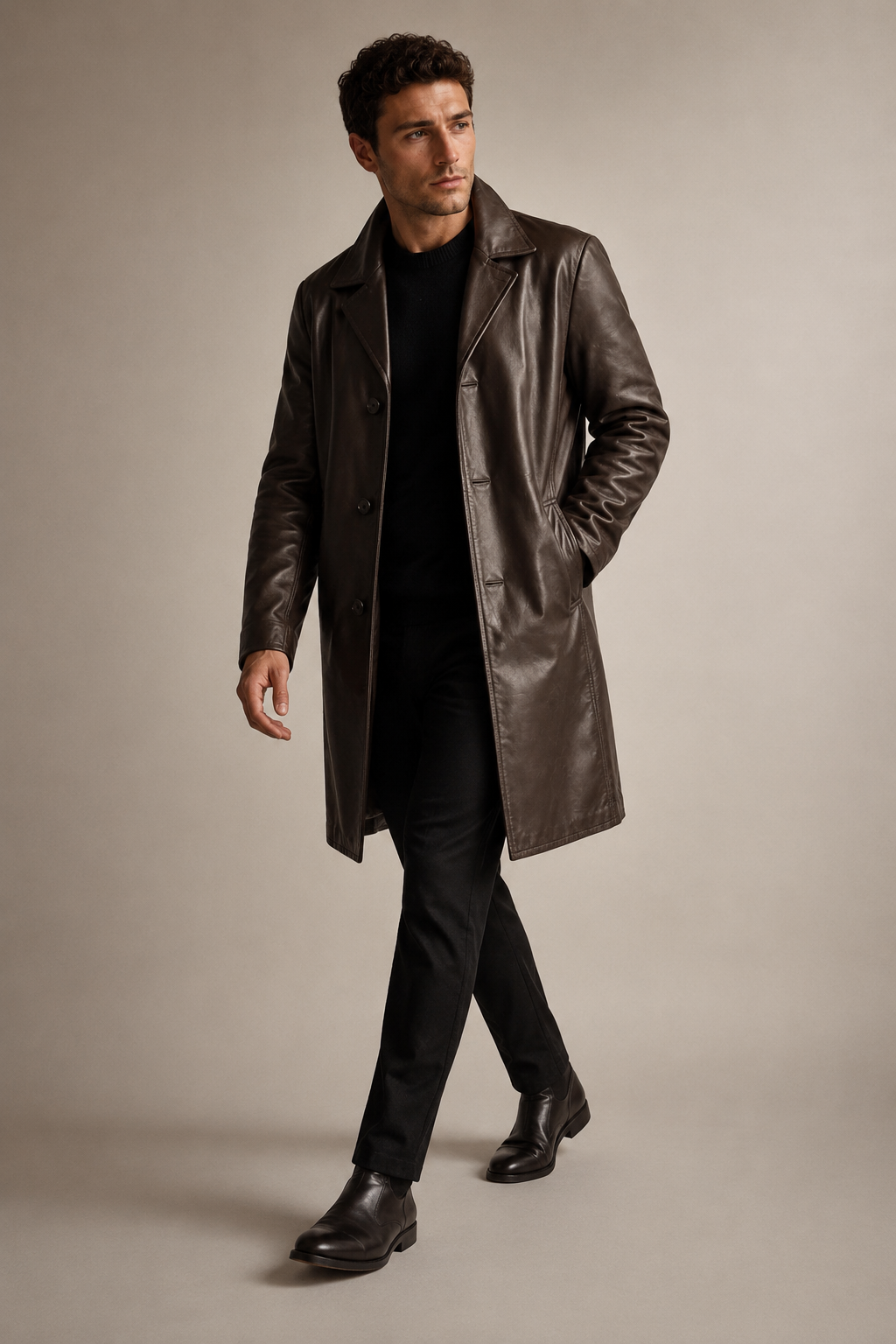 Men's Two-Tone Leather Coat - Image 3