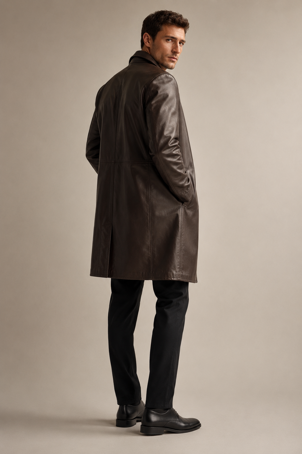 Men's Two-Tone Leather Coat - Image 2