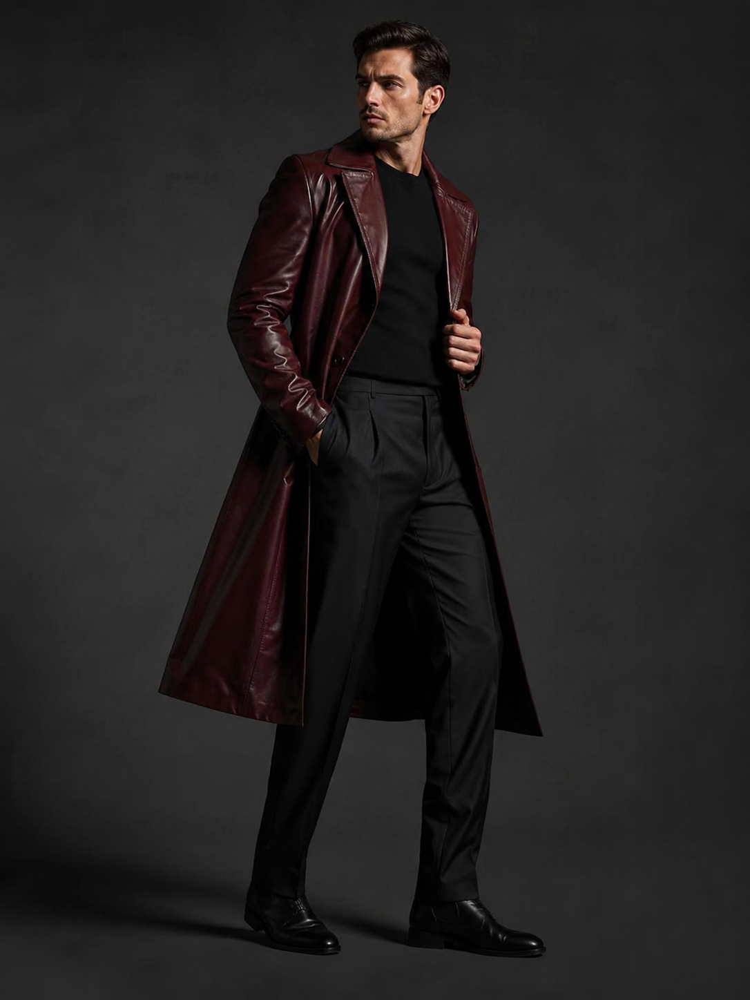 Men's Signature Long Nappa Leather Coat - Image 3