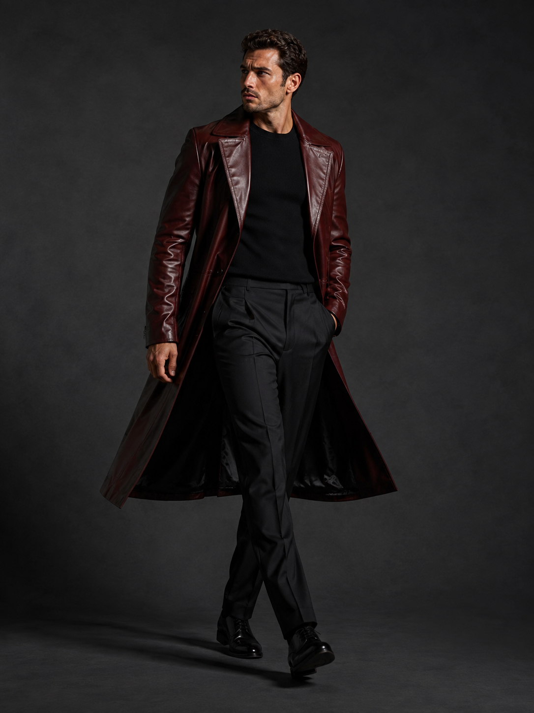 Men's Signature Long Nappa Leather Coat - Image 2