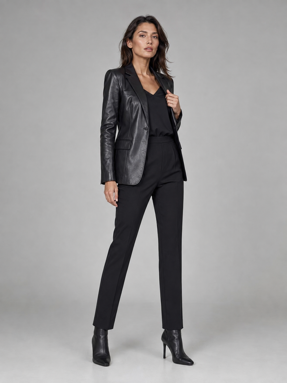 Women's Belted Leather Blazer - Image 4