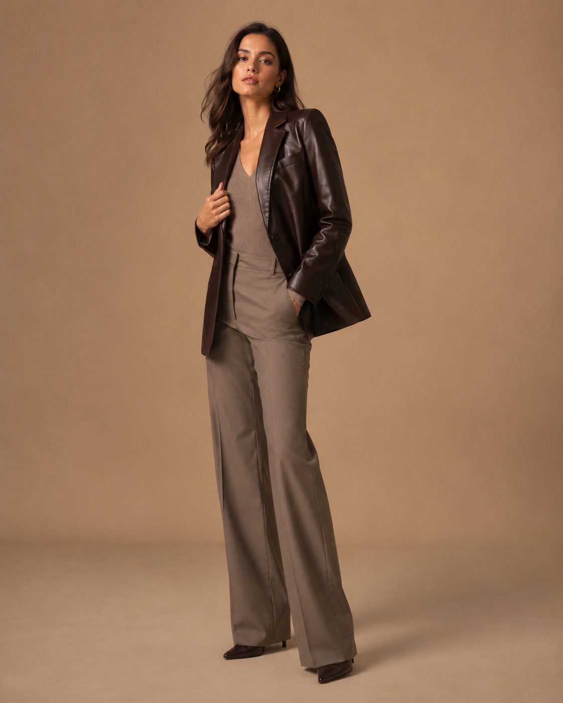 Women's Shawl-Collar Leather Blazer - Image 4