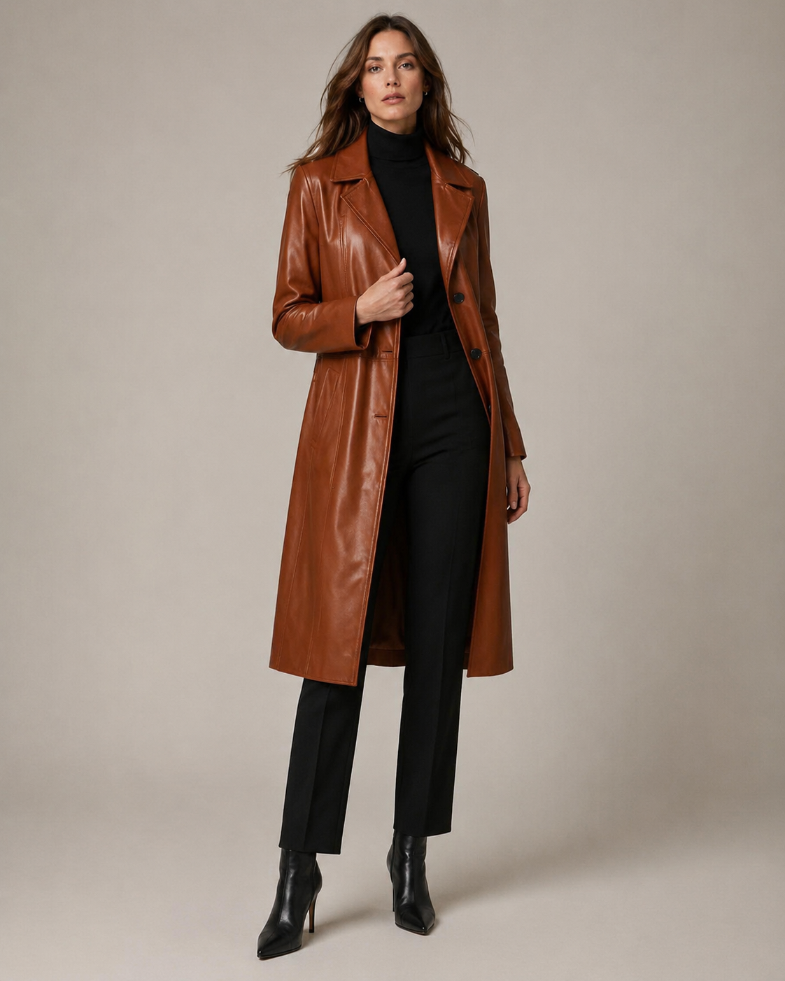 Women's Oversized Leather Coat - Image 4