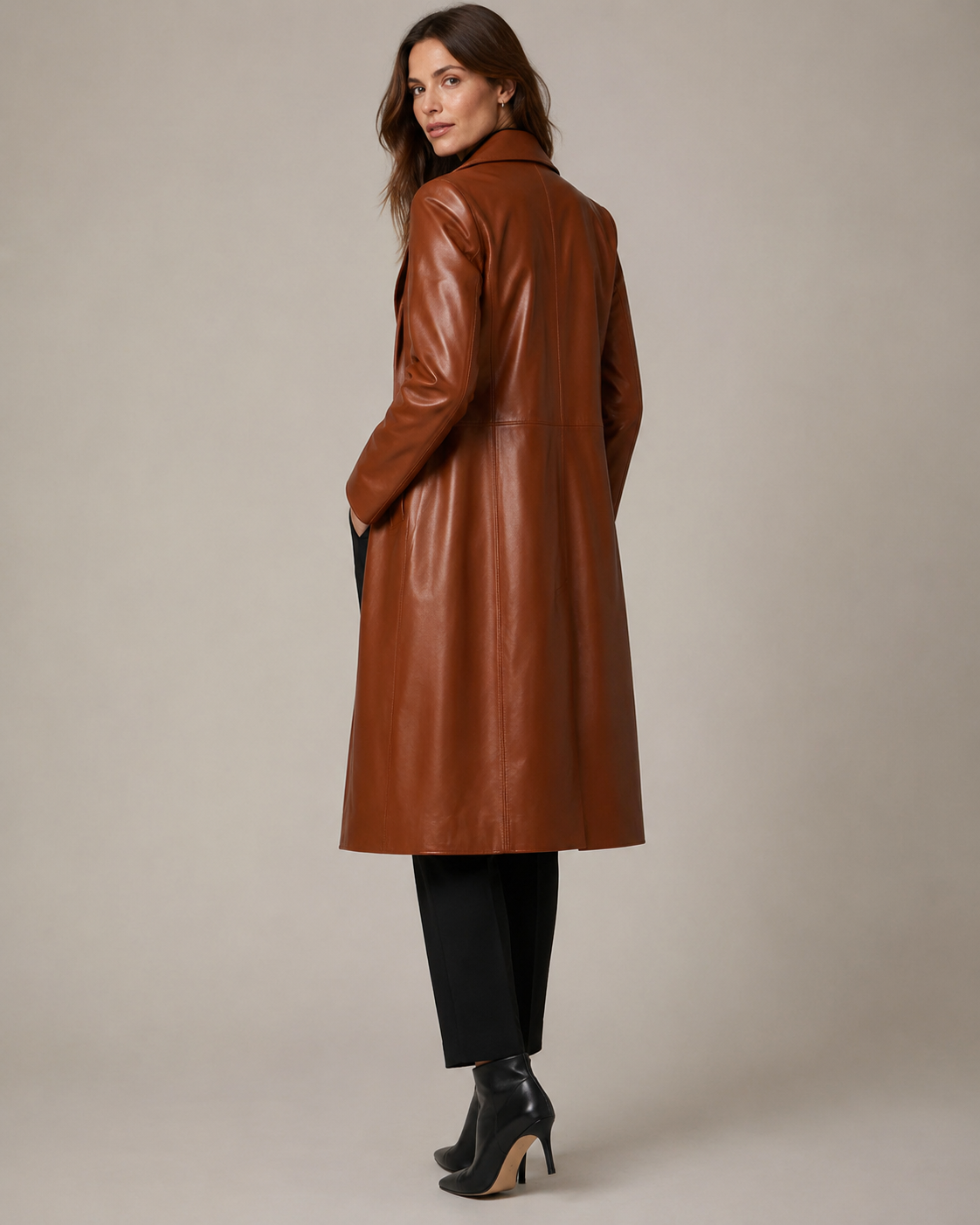 Women's Oversized Leather Coat - Image 2
