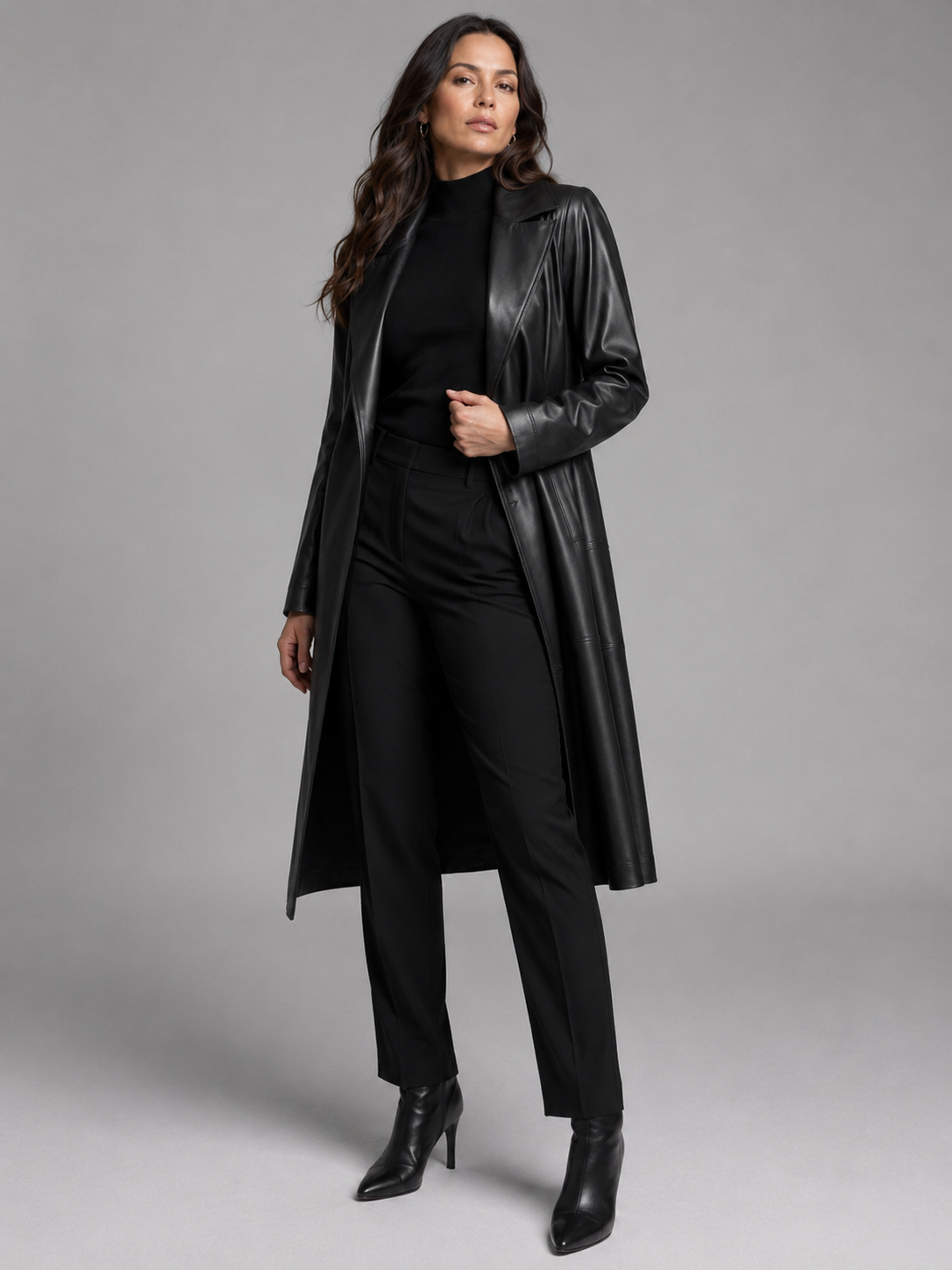 Women's Two-Tone Leather Coat - Image 4
