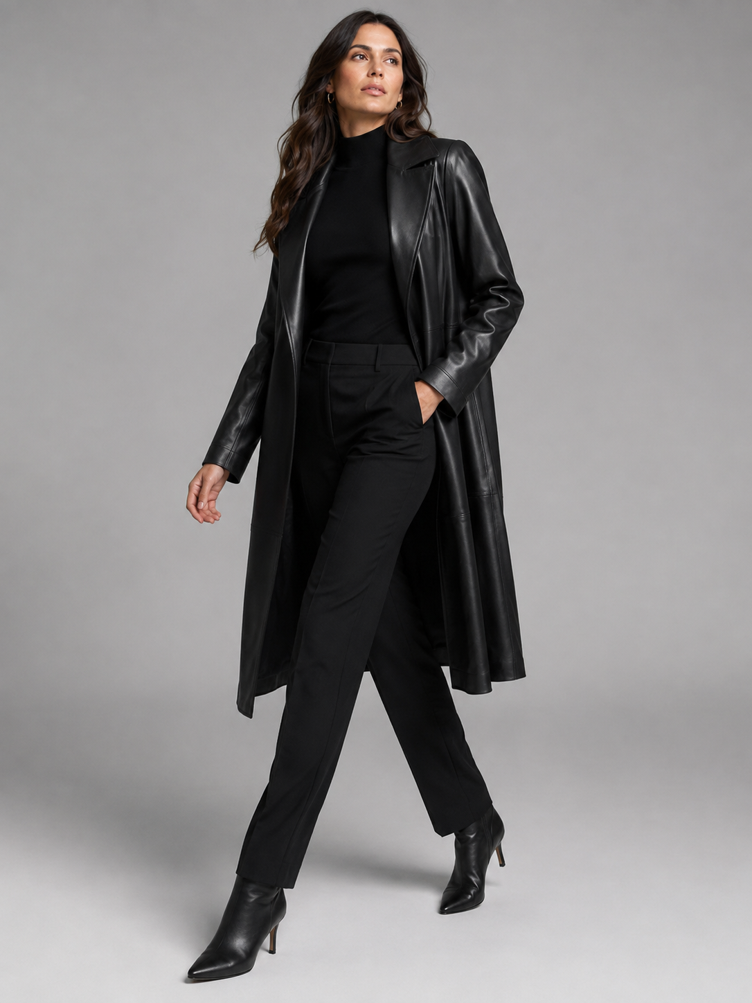 Women's Two-Tone Leather Coat - Image 3
