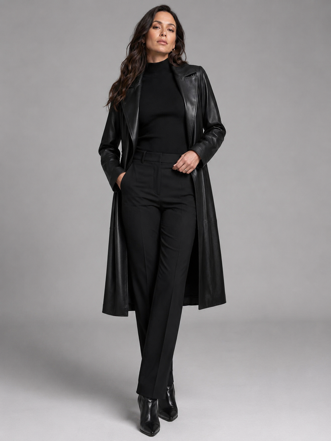 Women's Two-Tone Leather Coat - Image 2