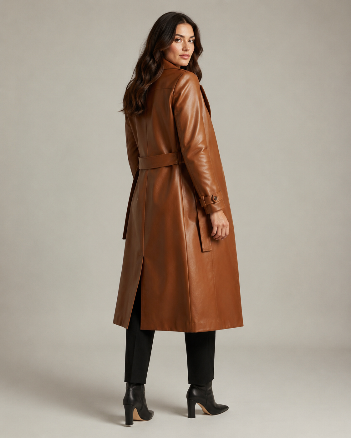 Women's Signature Long Nappa Leather Coat - Image 2