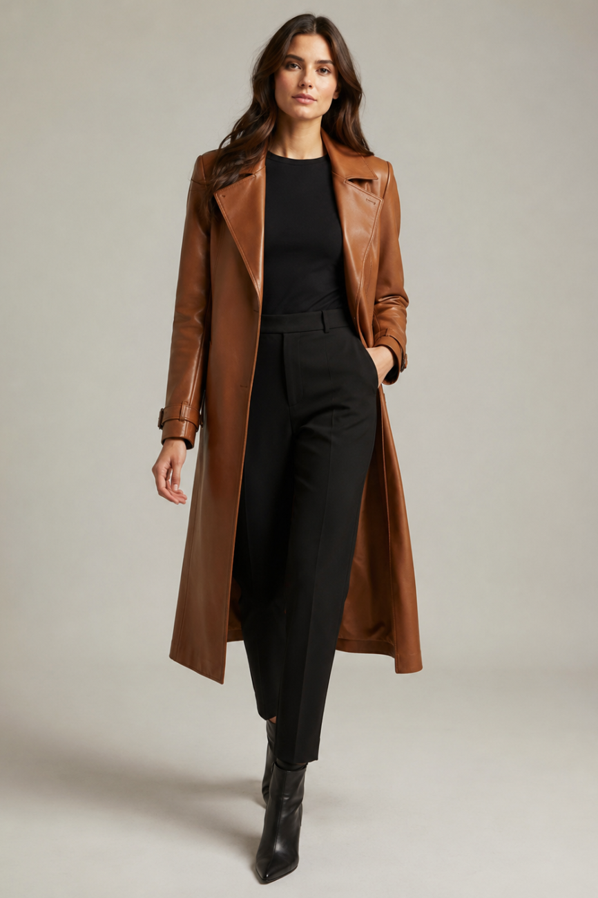 Women's Signature Long Nappa Leather Coat