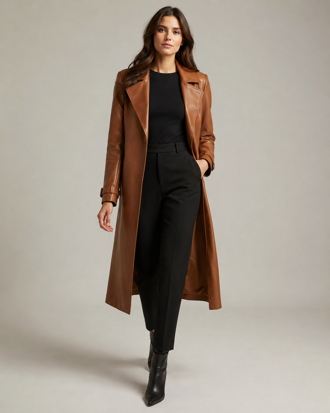 Women's Signature Long Nappa Leather Coat
