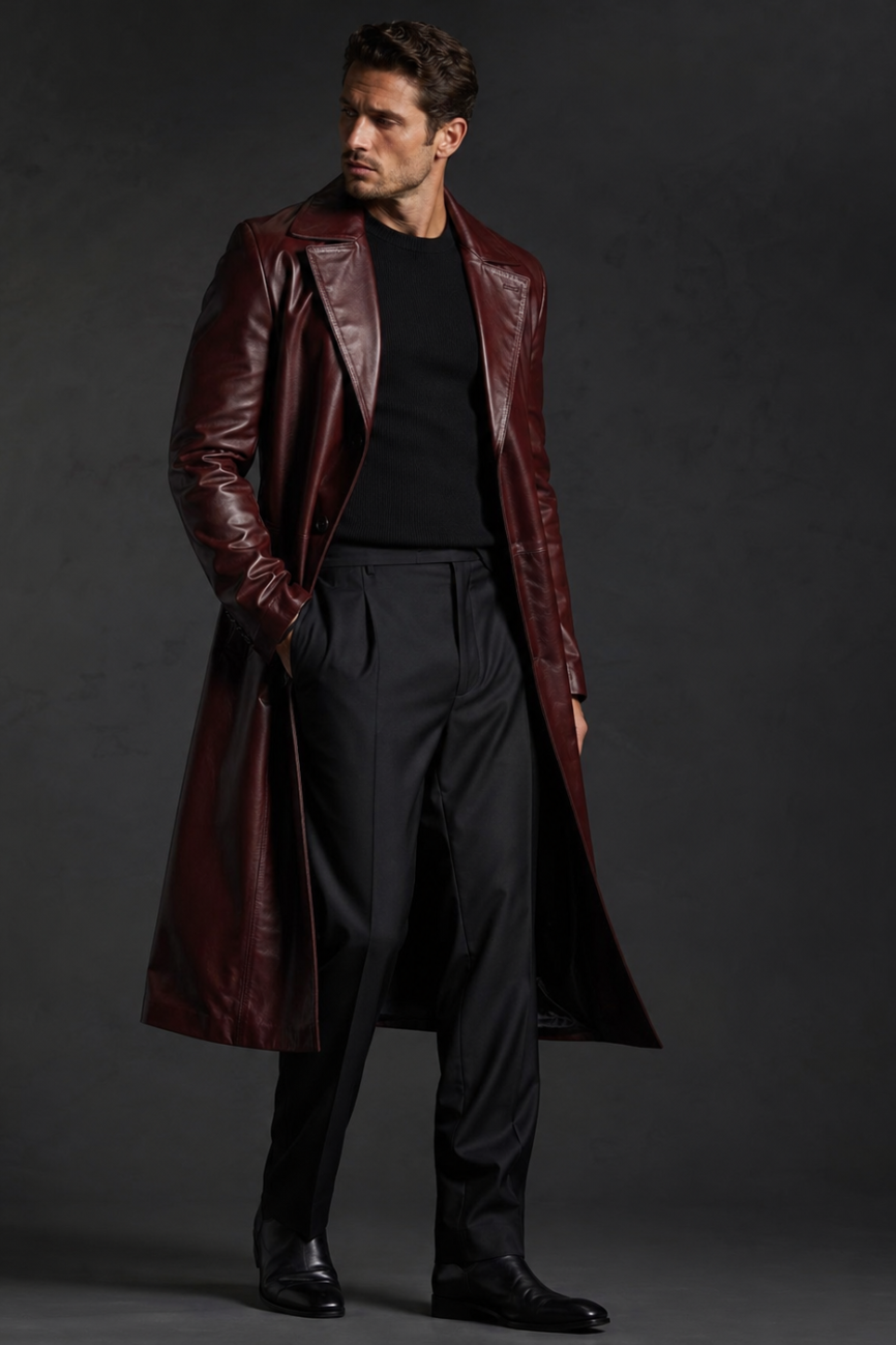 Men's Signature Long Nappa Leather Coat