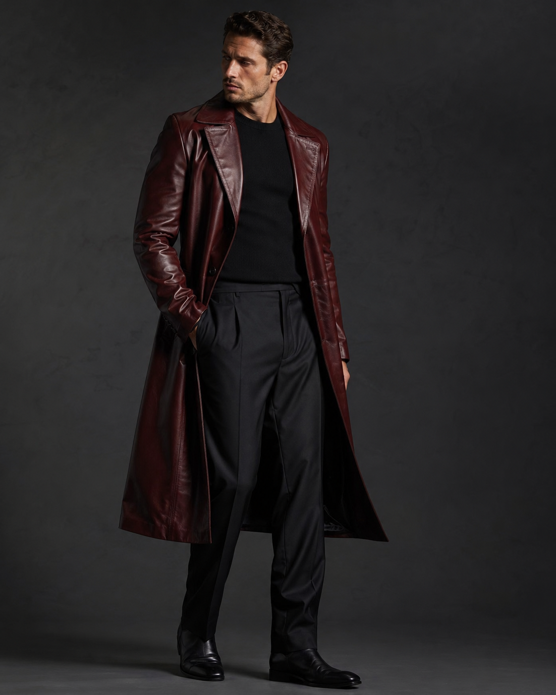 Men's Signature Long Nappa Leather Coat
